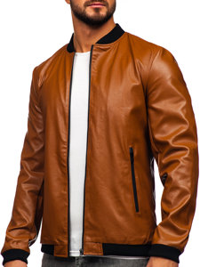 Men's Leather Bomber Jacket Brown Bolf 6803A