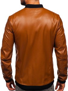 Men's Leather Bomber Jacket Brown Bolf 6803A