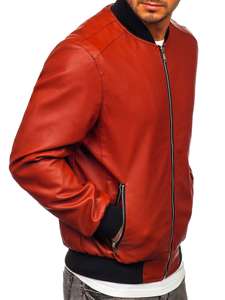 Men's Leather Bomber Jacket Orange Bolf 1147