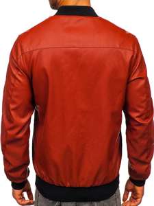 Men's Leather Bomber Jacket Orange Bolf 1147