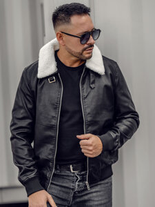 Men's Leather Jacket Black Bolf 1178