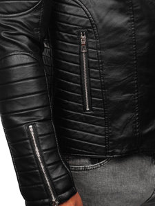 Men's Leather Jacket with Detachable Sleeves Black Bolf 11Z8011