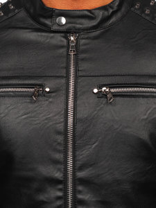 Men's Leather Jacket with studs Black Bolf 11Z8007