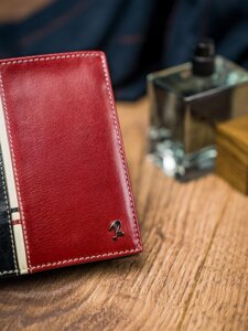 Men's Leather Wallet Black-Red 4534