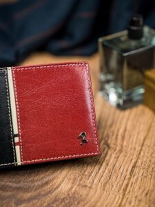 Men's Leather Wallet Black-Red 4542