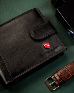 Men's Leather Wallet with back pocket Black 22816