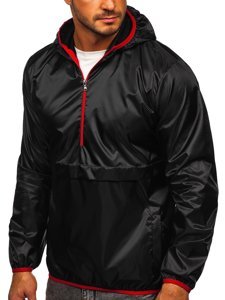 Men's Lightweight Anorak Jacket with hood Black Bolf 5061