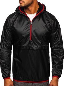 Men's Lightweight Anorak Jacket with hood Black Bolf 5061