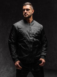 Men's Lightweight Bomber Jacket Black Bolf AK95A1