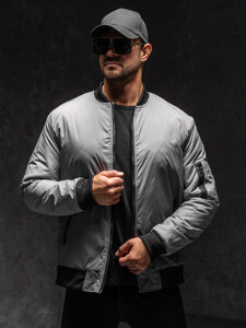 Men's Lightweight Bomber Jacket Grey Bolf AK95A1