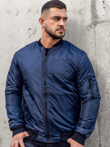 Men's Lightweight Bomber Jacket Navy Blue Bolf AK95A