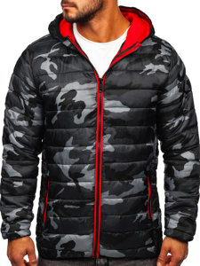 Men's Lightweight Camo Jacket Black-Red Bolf SM83