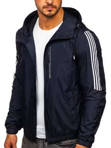 Men's Lightweight Hooded Down Jacket Navy Blue Bolf 6172