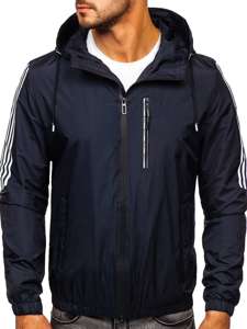 Men's Lightweight Hooded Down Jacket Navy Blue Bolf 6172