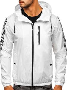 Men's Lightweight Hooded Sport Jacket White Bolf 6172