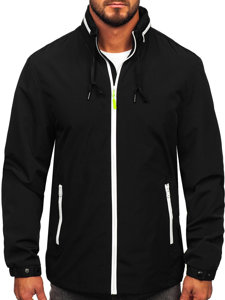 Men's Lightweight Jacket with hidden Hood Black Bolf 5M3105