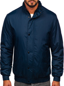 Men's Lightweight Jacket with hidden Hood Navy Blue Bolf 5M3102