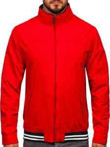 Men's Lightweight Jacket with hidden Hood Red Bolf 5M3101