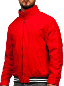 Men's Lightweight Jacket with hidden Hood Red Bolf 5M3101