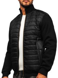 Men's Lightweight Quilted Bomber Jacket Black Bolf 146307