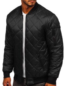 Men's Lightweight Quilted Bomber Jacket Black Bolf MY-01A