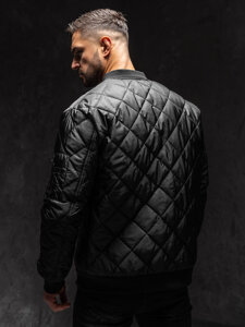 Men's Lightweight Quilted Bomber Jacket Black Bolf MY-01A1