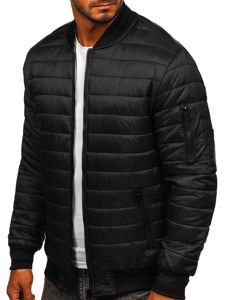 Men's Lightweight Quilted Bomber Jacket Black Bolf MY-02A