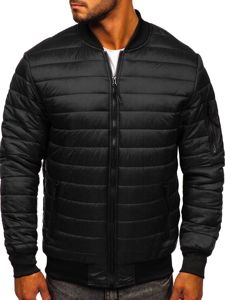 Men's Lightweight Quilted Bomber Jacket Black Bolf MY-02A