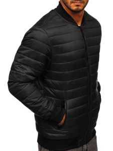 Men's Lightweight Quilted Bomber Jacket Black Bolf MY-02A