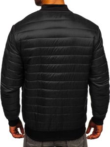 Men's Lightweight Quilted Bomber Jacket Black Bolf MY-02A