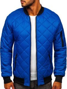 Men's Lightweight Quilted Bomber Jacket Blue Bolf MY-01A