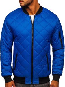 Men's Lightweight Quilted Bomber Jacket Blue Bolf MY-01A