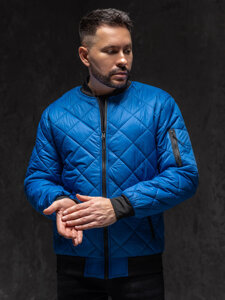 Men's Lightweight Quilted Bomber Jacket Blue Bolf MY-01A1