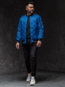 Men's Lightweight Quilted Bomber Jacket Blue Bolf MY-01A1