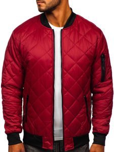 Men's Lightweight Quilted Bomber Jacket Claret Bolf MY-01A