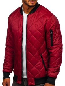 Men's Lightweight Quilted Bomber Jacket Claret Bolf MY-01A