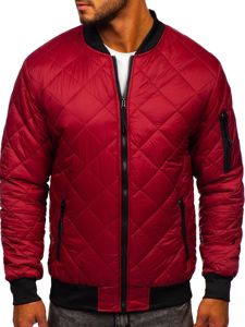 Men's Lightweight Quilted Bomber Jacket Claret Bolf MY-01A