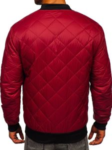 Men's Lightweight Quilted Bomber Jacket Claret Bolf MY-01A