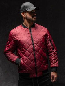 Men's Lightweight Quilted Bomber Jacket Claret Bolf MY-01A1