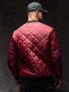 Men's Lightweight Quilted Bomber Jacket Claret Bolf MY-01A1