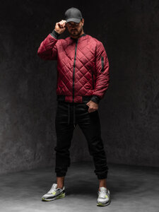 Men's Lightweight Quilted Bomber Jacket Claret Bolf MY-01A1