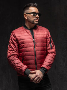 Men's Lightweight Quilted Bomber Jacket Claret Bolf MY-02A1