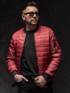 Men's Lightweight Quilted Bomber Jacket Claret Bolf MY-02A1