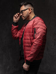 Men's Lightweight Quilted Bomber Jacket Claret Bolf MY-02A1