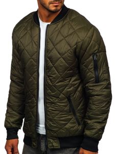 Men's Lightweight Quilted Bomber Jacket Khaki Bolf MY-01A