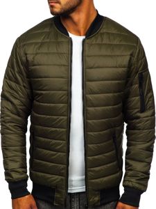 Men's Lightweight Quilted Bomber Jacket Khaki Bolf MY-02A