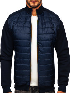 Men's Lightweight Quilted Bomber Jacket Navy Blue Bolf 146307