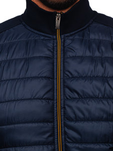 Men's Lightweight Quilted Bomber Jacket Navy Blue Bolf 146307