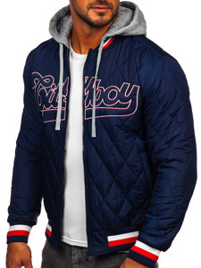 Men's Lightweight Quilted Bomber Jacket Navy Blue Bolf HSS058