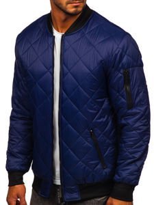 Men's Lightweight Quilted Bomber Jacket Navy Blue Bolf MY-01A